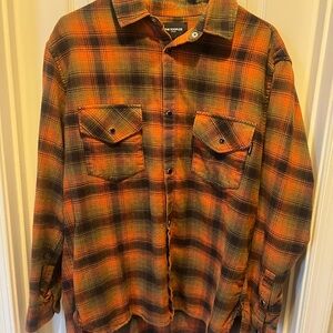 The Kooples Orange and Black Plaid Button Down Shirt